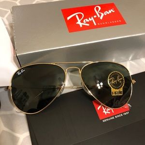 NEW AUTHENTIC Ray Ban Gold & Black Aviators